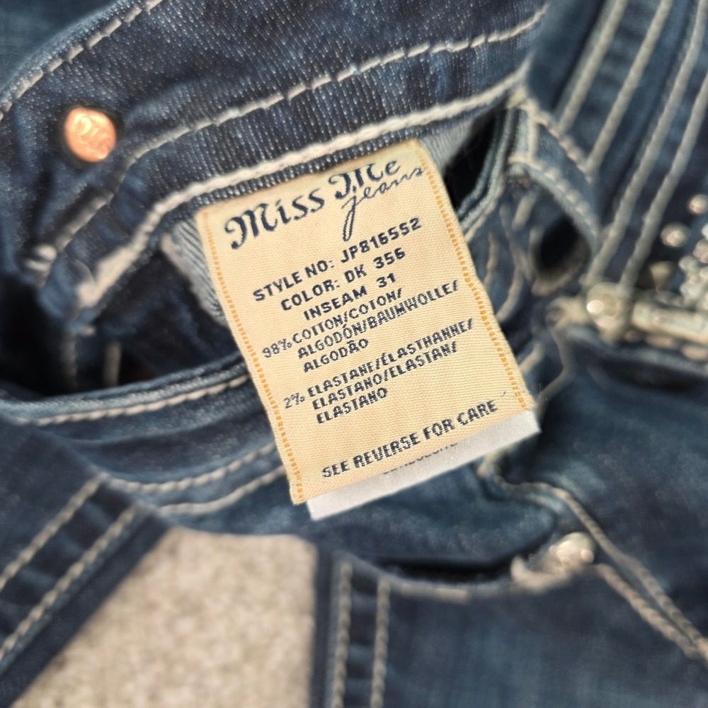 Miss Me Signature Skinny Jeans Dark Wash Embellished Studded JP816552 Size 28 - Picture 4 of 11